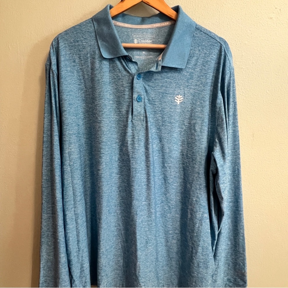Coolibar Men's Blue Long Sleeve Polo Shirt